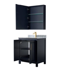 Load image into Gallery viewer, Wyndham Daria 30 Inch Single Bathroom Vanity in Dark Blue, White Carrara Marble Countertop, Undermount Square Sink, Medicine Cabinet- Wyndham