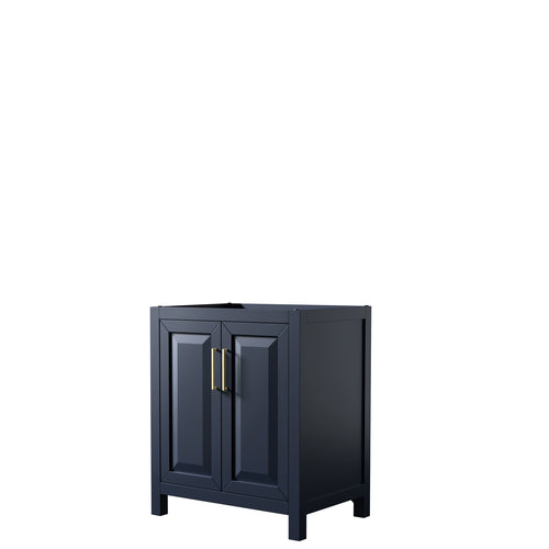 Wyndham Daria 30 Inch Single Bathroom Vanity in Dark Blue, No Countertop, No Sink, No Mirror- Wyndham