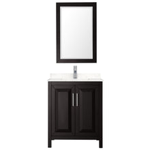 Load image into Gallery viewer, Wyndham Daria 30 Inch Single Bathroom Vanity in Dark Espresso, Light-Vein Carrara Cultured Marble Countertop, Undermount Square Sink, 24 Inch Mirror- Wyndham