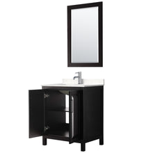 Load image into Gallery viewer, Wyndham Daria 30 Inch Single Bathroom Vanity in Dark Espresso, Light-Vein Carrara Cultured Marble Countertop, Undermount Square Sink, 24 Inch Mirror- Wyndham