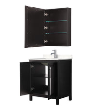 Load image into Gallery viewer, Wyndham Daria 30 Inch Single Bathroom Vanity in Dark Espresso, Light-Vein Carrara Cultured Marble Countertop, Undermount Square Sink, Medicine Cabinet- Wyndham