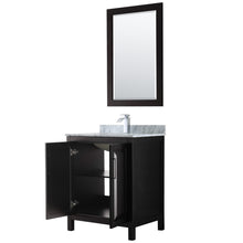 Load image into Gallery viewer, Wyndham Daria 30 Inch Single Bathroom Vanity in Dark Espresso, White Carrara Marble Countertop, Undermount Square Sink, and 24 Inch Mirror- Wyndham