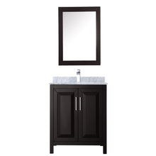 Load image into Gallery viewer, Wyndham Daria 30 Inch Single Bathroom Vanity in Dark Espresso, White Carrara Marble Countertop, Undermount Square Sink, and Medicine Cabinet- Wyndham
