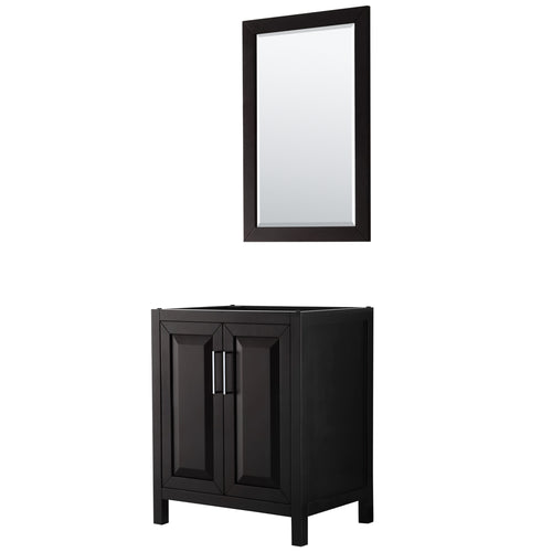 Wyndham Daria 30 Inch Single Bathroom Vanity in Dark Espresso, No Countertop, No Sink, and 24 Inch Mirror- Wyndham