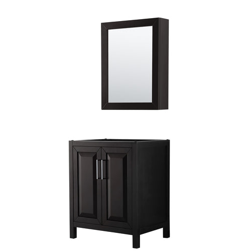 Wyndham Daria 30 Inch Single Bathroom Vanity in Dark Espresso, No Countertop, No Sink, and Medicine Cabinet- Wyndham