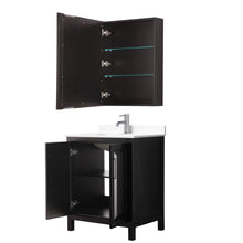 Load image into Gallery viewer, Wyndham Daria 30 Inch Single Bathroom Vanity in Dark Espresso, White Cultured Marble Countertop, Undermount Square Sink, Medicine Cabinet- Wyndham