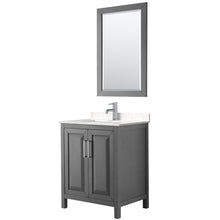 Load image into Gallery viewer, Wyndham Daria 30 Inch Single Bathroom Vanity in Dark Gray, Light-Vein Carrara Cultured Marble Countertop, Undermount Square Sink, 24 Inch Mirror- Wyndham