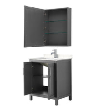 Load image into Gallery viewer, Wyndham Daria 30 Inch Single Bathroom Vanity in Dark Gray, Light-Vein Carrara Cultured Marble Countertop, Undermount Square Sink, Medicine Cabinet- Wyndham
