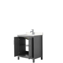 Load image into Gallery viewer, Wyndham Daria 30 Inch Single Bathroom Vanity in Dark Gray, Light-Vein Carrara Cultured Marble Countertop, Undermount Square Sink, No Mirror- Wyndham