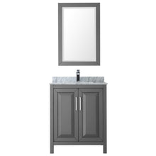 Load image into Gallery viewer, Wyndham Daria 30 Inch Single Bathroom Vanity in Dark Gray, White Carrara Marble Countertop, Undermount Square Sink, and 24 Inch Mirror- Wyndham