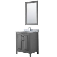Load image into Gallery viewer, Wyndham Daria 30 Inch Single Bathroom Vanity in Dark Gray, White Carrara Marble Countertop, Undermount Square Sink, and 24 Inch Mirror- Wyndham