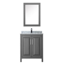 Load image into Gallery viewer, Wyndham Daria 30 Inch Single Bathroom Vanity in Dark Gray, White Carrara Marble Countertop, Undermount Square Sink, and Medicine Cabinet- Wyndham