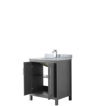 Load image into Gallery viewer, Wyndham Daria 30 Inch Single Bathroom Vanity in Dark Gray, White Carrara Marble Countertop, Undermount Square Sink, and No Mirror- Wyndham