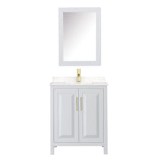 Load image into Gallery viewer, Wyndham Daria 30 Inch Single Bathroom Vanity in White, Light-Vein Carrara Cultured Marble Countertop, Undermount Square Sink, Medicine Cabinet, Brushed Gold Trim- Wyndham