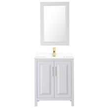 Load image into Gallery viewer, Wyndham Daria 30 Inch Single Bathroom Vanity in White, White Cultured Marble Countertop, Undermount Square Sink, 24 Inch Mirror, Brushed Gold Trim- Wyndham