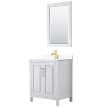 Load image into Gallery viewer, Wyndham Daria 30 Inch Single Bathroom Vanity in White, White Cultured Marble Countertop, Undermount Square Sink, 24 Inch Mirror, Brushed Gold Trim- Wyndham