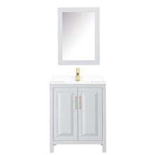 Load image into Gallery viewer, Wyndham Daria 30 Inch Single Bathroom Vanity in White, White Cultured Marble Countertop, Undermount Square Sink, Medicine Cabinet, Brushed Gold Trim- Wyndham