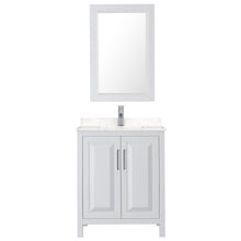 Load image into Gallery viewer, Wyndham Daria 30 Inch Single Bathroom Vanity in White, Light-Vein Carrara Cultured Marble Countertop, Undermount Square Sink, 24 Inch Mirror- Wyndham
