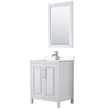 Load image into Gallery viewer, Wyndham Daria 30 Inch Single Bathroom Vanity in White, Light-Vein Carrara Cultured Marble Countertop, Undermount Square Sink, 24 Inch Mirror- Wyndham