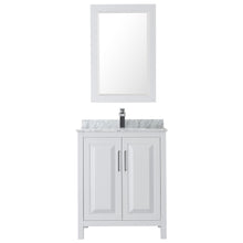 Load image into Gallery viewer, Wyndham Daria 30 Inch Single Bathroom Vanity in White, White Carrara Marble Countertop, Undermount Square Sink, and 24 Inch Mirror- Wyndham