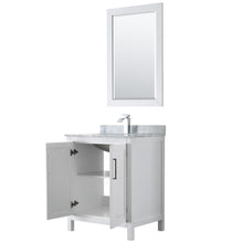 Load image into Gallery viewer, Wyndham Daria 30 Inch Single Bathroom Vanity in White, White Carrara Marble Countertop, Undermount Square Sink, and 24 Inch Mirror- Wyndham