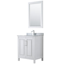 Load image into Gallery viewer, Wyndham Daria 30 Inch Single Bathroom Vanity in White, White Carrara Marble Countertop, Undermount Square Sink, and 24 Inch Mirror- Wyndham