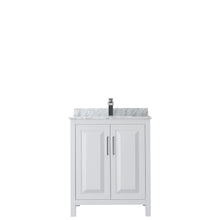 Load image into Gallery viewer, Wyndham Daria 30 Inch Single Bathroom Vanity in White, White Carrara Marble Countertop, Undermount Square Sink, and No Mirror- Wyndham