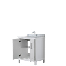 Load image into Gallery viewer, Wyndham Daria 30 Inch Single Bathroom Vanity in White, White Carrara Marble Countertop, Undermount Square Sink, and No Mirror- Wyndham