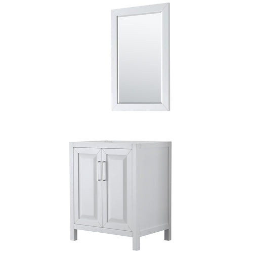 Wyndham Daria 30 Inch Single Bathroom Vanity in White, No Countertop, No Sink, and 24 Inch Mirror- Wyndham