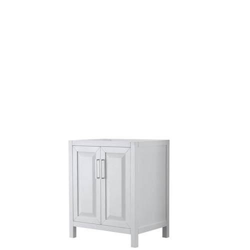 Wyndham Daria 30 Inch Single Bathroom Vanity in White, No Countertop, No Sink, and No Mirror- Wyndham