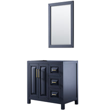 Load image into Gallery viewer, Wyndham Daria 36 Inch Single Bathroom Vanity in Dark Blue, No Countertop, No Sink, 24 Inch Mirror- Wyndham