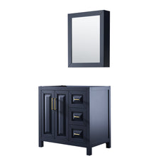 Load image into Gallery viewer, Wyndham Daria 36 Inch Single Bathroom Vanity in Dark Blue, No Countertop, No Sink, Medicine Cabinet- Wyndham