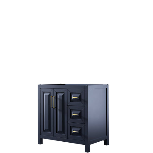 Wyndham Daria 36 Inch Single Bathroom Vanity in Dark Blue, No Countertop, No Sink, No Mirror- Wyndham