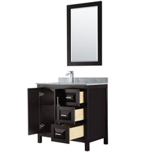 Load image into Gallery viewer, Wyndham Daria 36 Inch Single Bathroom Vanity in Dark Espresso, White Carrara Marble Countertop, Undermount Square Sink, and 24 Inch Mirror- Wyndham