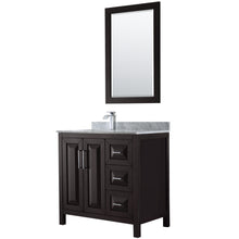 Load image into Gallery viewer, Wyndham Daria 36 Inch Single Bathroom Vanity in Dark Espresso, White Carrara Marble Countertop, Undermount Square Sink, and 24 Inch Mirror- Wyndham