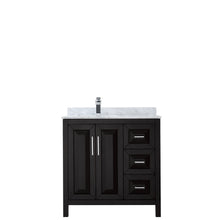 Load image into Gallery viewer, Wyndham Daria 36 Inch Single Bathroom Vanity in Dark Espresso, White Carrara Marble Countertop, Undermount Square Sink, and No Mirror- Wyndham