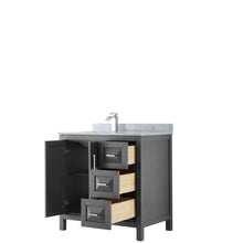 Load image into Gallery viewer, Wyndham Daria 36 Inch Single Bathroom Vanity in Dark Gray, White Carrara Marble Countertop, Undermount Square Sink, and No Mirror- Wyndham