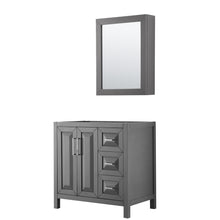 Load image into Gallery viewer, Wyndham Daria 36 Inch Single Bathroom Vanity in Dark Gray, No Countertop, No Sink, and Medicine Cabinet- Wyndham