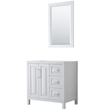 Load image into Gallery viewer, Wyndham Daria 36 Inch Single Bathroom Vanity in White, No Countertop, No Sink, and 24 Inch Mirror- Wyndham