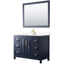 Load image into Gallery viewer, Wyndham Daria 48 Inch Single Bathroom Vanity in Dark Blue, Light-Vein Carrara Cultured Marble Countertop, Undermount Square Sink, 46 Inch Mirror- Wyndham