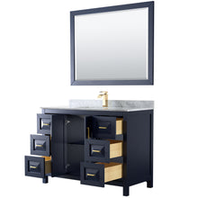 Load image into Gallery viewer, Wyndham Daria 48 Inch Single Bathroom Vanity in Dark Blue, White Carrara Marble Countertop, Undermount Square Sink, 46 Inch Mirror- Wyndham
