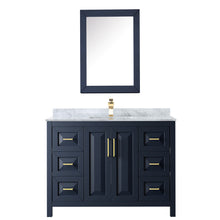 Load image into Gallery viewer, Wyndham Daria 48 Inch Single Bathroom Vanity in Dark Blue, White Carrara Marble Countertop, Undermount Square Sink, Medicine Cabinet- Wyndham