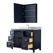 Load image into Gallery viewer, Wyndham Daria 48 Inch Single Bathroom Vanity in Dark Blue, White Carrara Marble Countertop, Undermount Square Sink, Medicine Cabinet- Wyndham