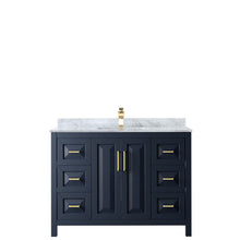 Load image into Gallery viewer, Wyndham Daria 48 Inch Single Bathroom Vanity in Dark Blue, White Carrara Marble Countertop, Undermount Square Sink, No Mirror- Wyndham