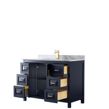Load image into Gallery viewer, Wyndham Daria 48 Inch Single Bathroom Vanity in Dark Blue, White Carrara Marble Countertop, Undermount Square Sink, No Mirror- Wyndham