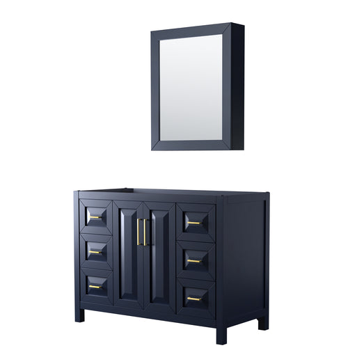 Wyndham Daria 48 Inch Single Bathroom Vanity in Dark Blue, No Countertop, No Sink, Medicine Cabinet- Wyndham