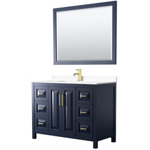 Load image into Gallery viewer, Wyndham Daria 48 Inch Single Bathroom Vanity in Dark Blue, White Cultured Marble Countertop, Undermount Square Sink, 46 Inch Mirror- Wyndham