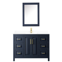 Load image into Gallery viewer, Wyndham Daria 48 Inch Single Bathroom Vanity in Dark Blue, White Cultured Marble Countertop, Undermount Square Sink, Medicine Cabinet- Wyndham