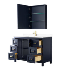 Load image into Gallery viewer, Wyndham Daria 48 Inch Single Bathroom Vanity in Dark Blue, White Cultured Marble Countertop, Undermount Square Sink, Medicine Cabinet- Wyndham