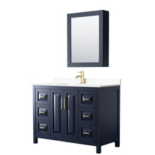 Load image into Gallery viewer, Wyndham Daria 48 Inch Single Bathroom Vanity in Dark Blue, White Cultured Marble Countertop, Undermount Square Sink, Medicine Cabinet- Wyndham